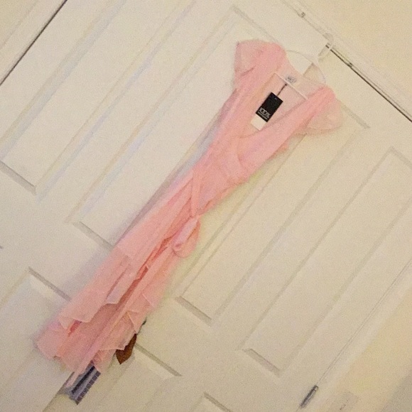 Wayf Dresses & Skirts - Baby Pink chiffon wrap dress